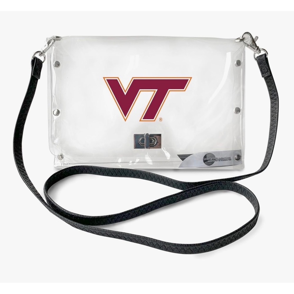 Little Earth Virginia Tech Hokies Clear Crossbody Bag OS Clear New Stadium Purse